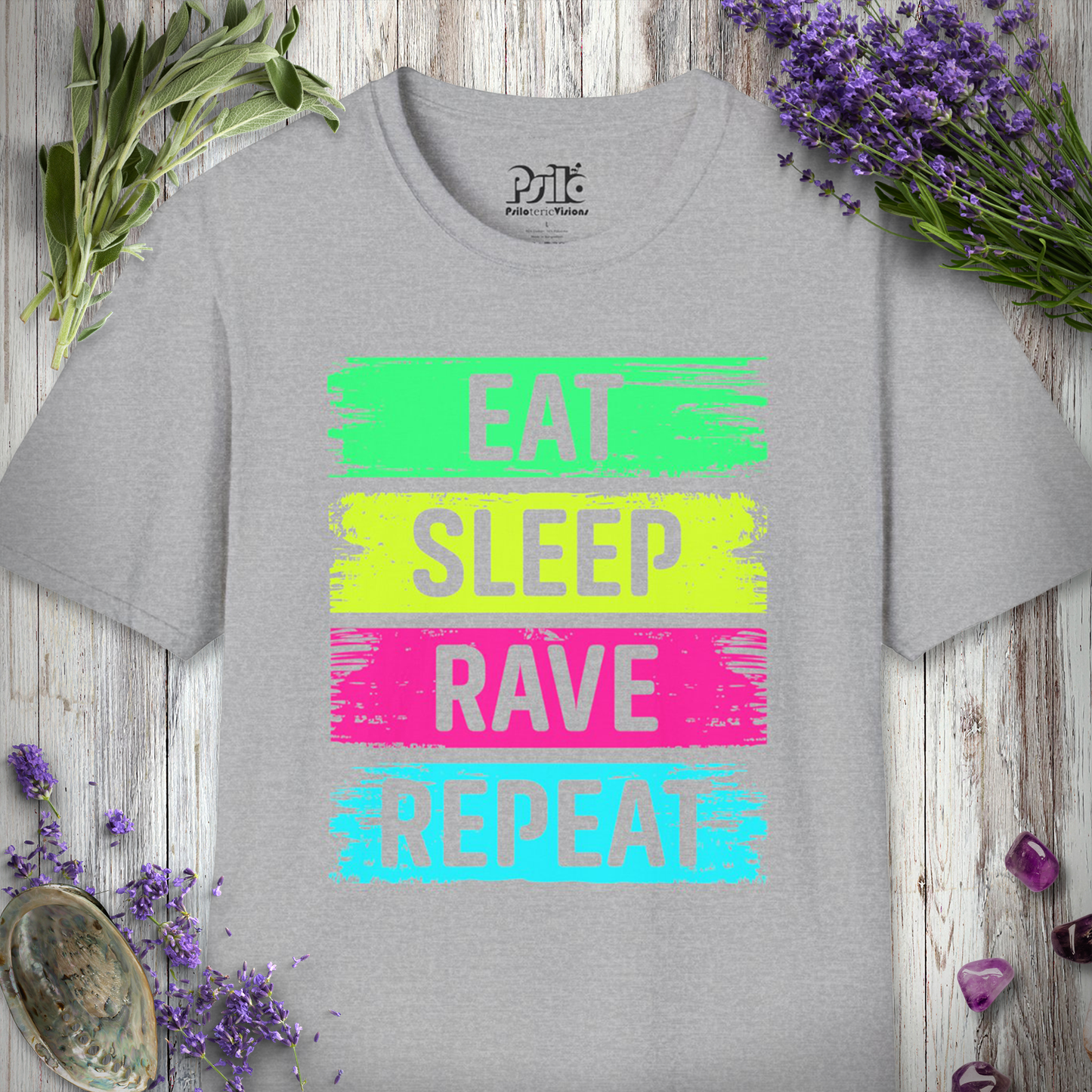 "Eat Sleep Rave Repeat Brushed" T-SHIRT