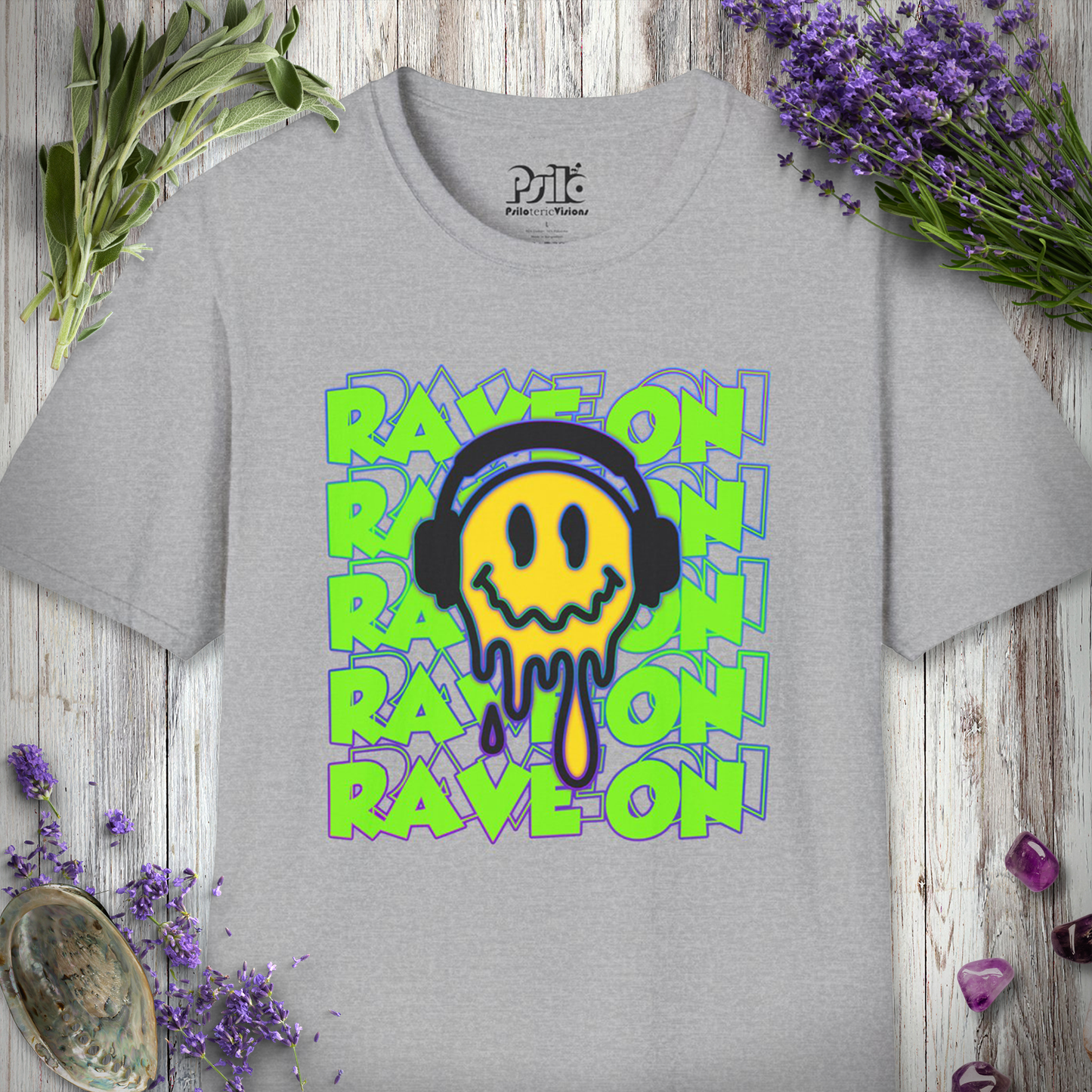 "Rave On Melting Smiley" T-SHIRT