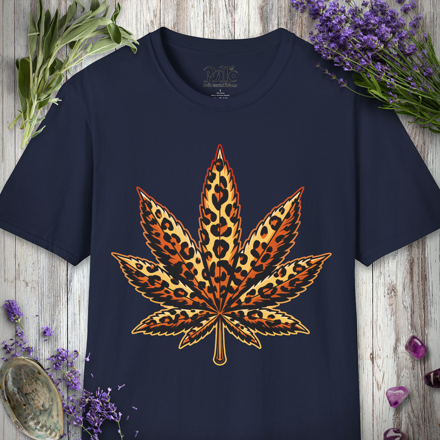 Leopard Print Pot Leaf T-SHIRT