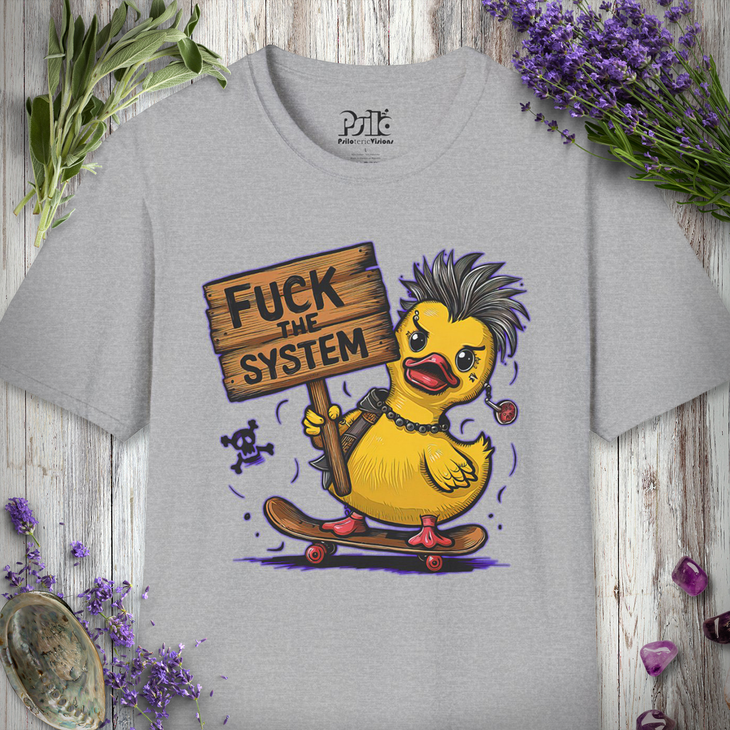 * Fuck the System Punk Duck T-SHIRT