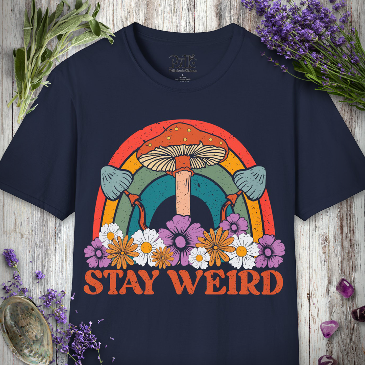 Stay Weird Flowers & Mushies T-SHIRT