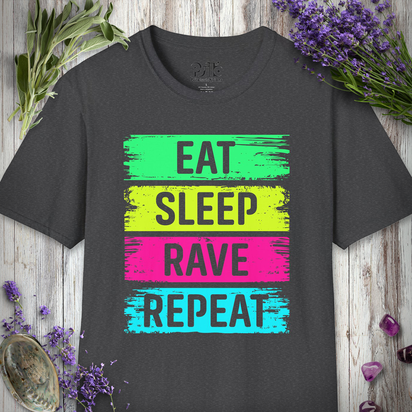 "Eat Sleep Rave Repeat Brushed" T-SHIRT