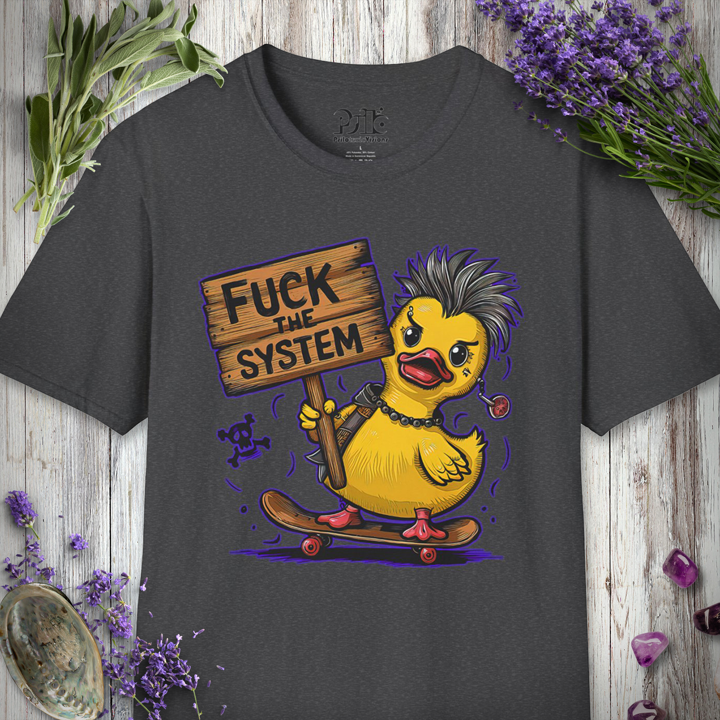 * Fuck the System Punk Duck T-SHIRT