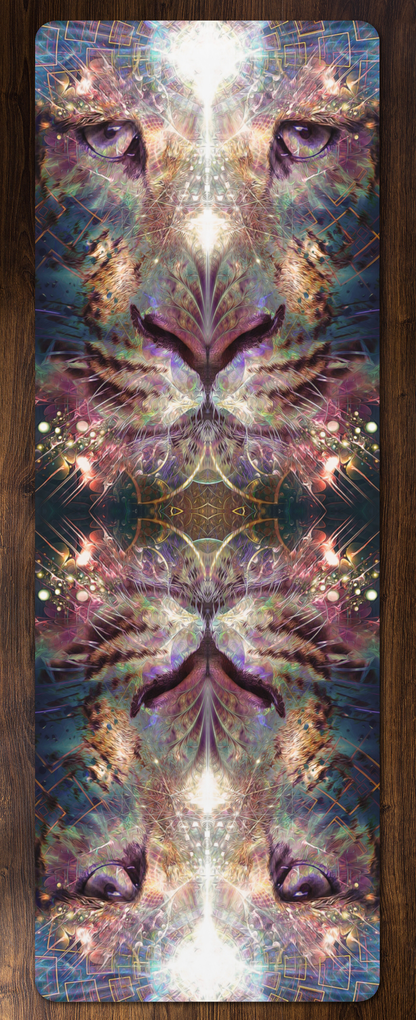 The Mastering Darkness yoga mat, a rubber yoga mat with an edge-to-edge dark psychedelic print.