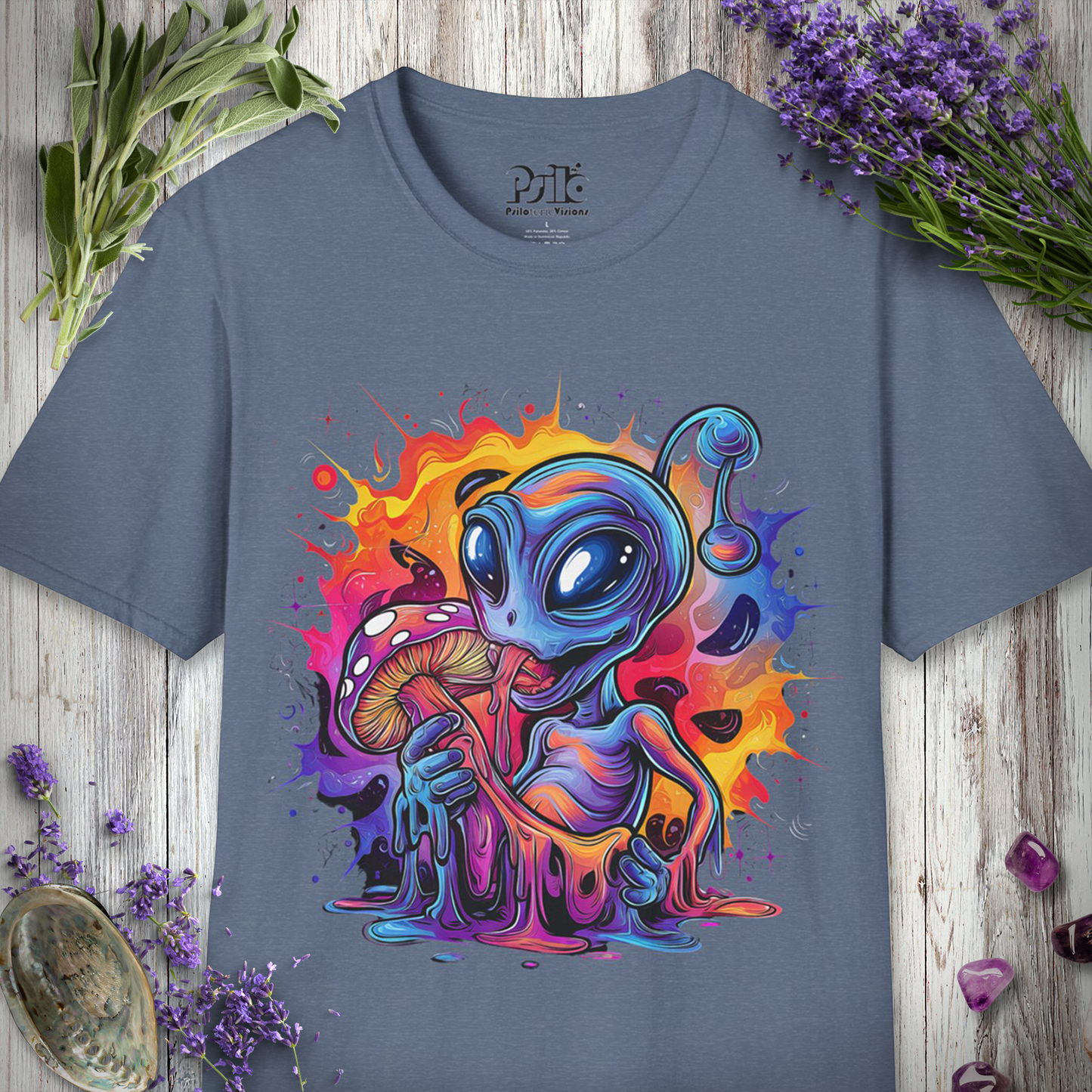 "Trippy Alien Eating Mushroom" Unisex SOFTSTYLE T-SHIRT