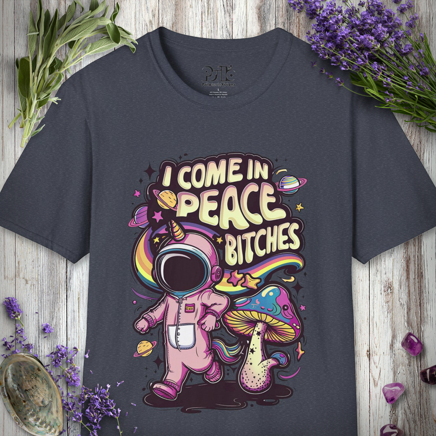 "I Come In Peace Bitches" Unisex SOFTSTYLE T-SHIRT