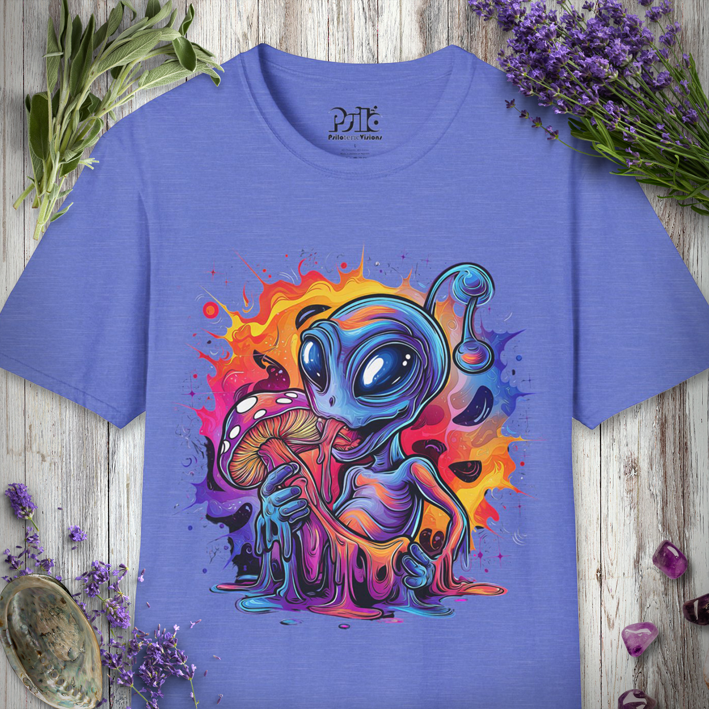 "Trippy Alien Eating Mushroom" Unisex SOFTSTYLE T-SHIRT