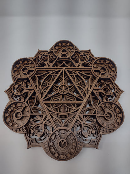 Front view of the Harvest Abundance wall art crystal grid against a plain background.
