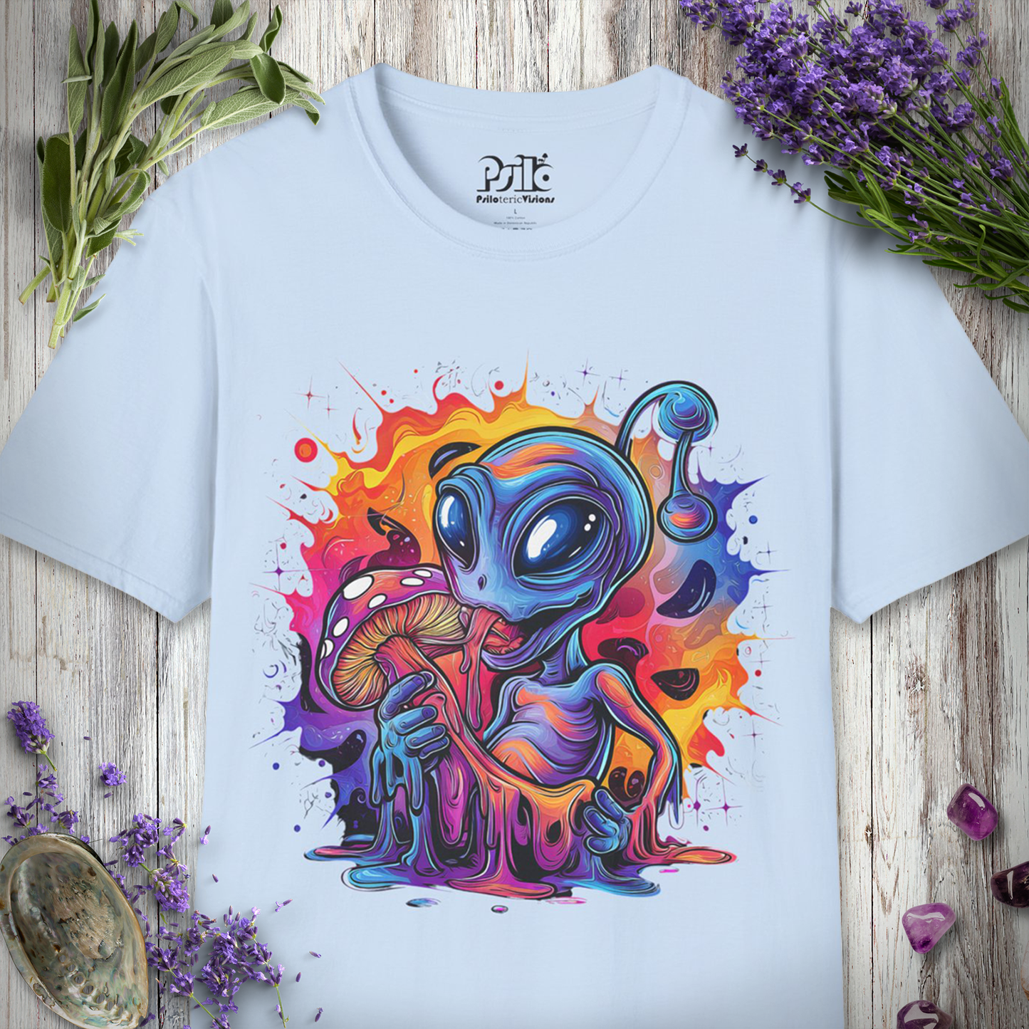 "Trippy Alien Eating Mushroom" Unisex SOFTSTYLE T-SHIRT