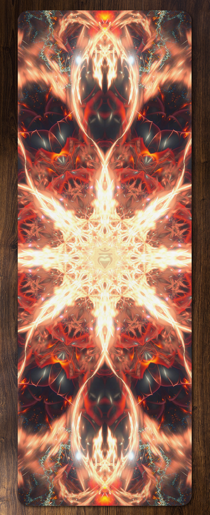 The Muladhara design printed edge to edge on a yoga mat.