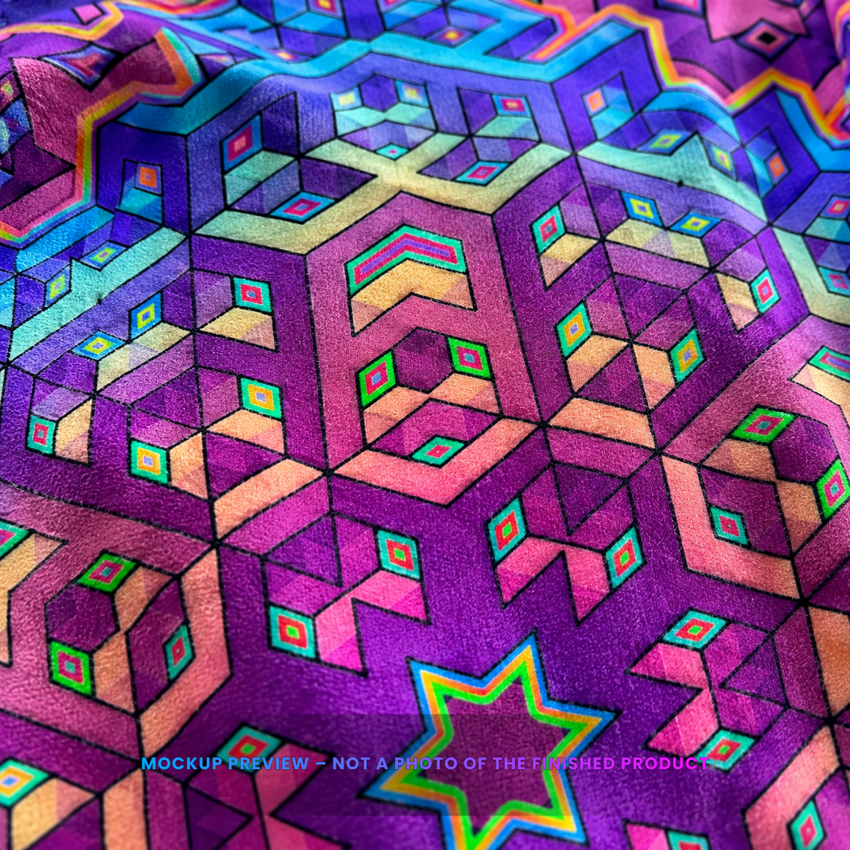 7th Dimensional Star hooded cloak: mockup preview, not a photo of the finished product