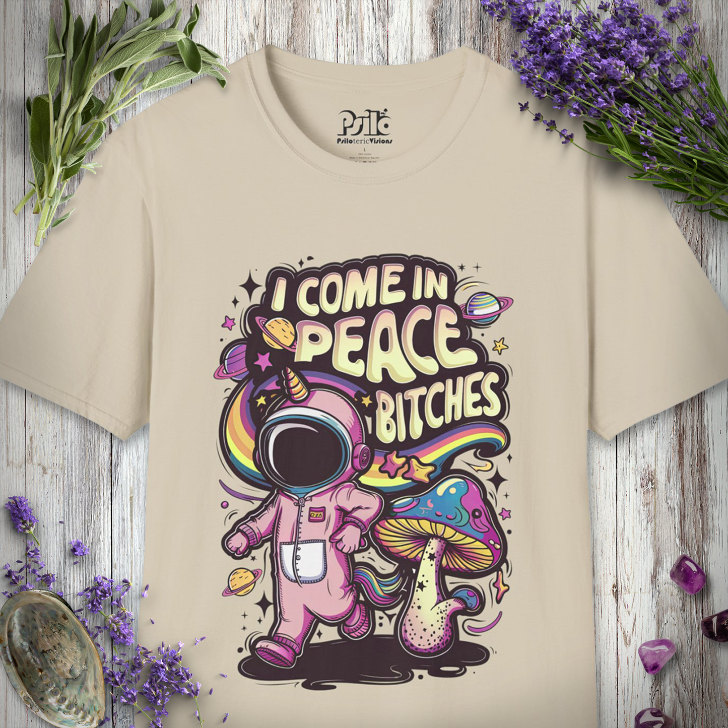 "I Come In Peace Bitches" Unisex SOFTSTYLE T-SHIRT