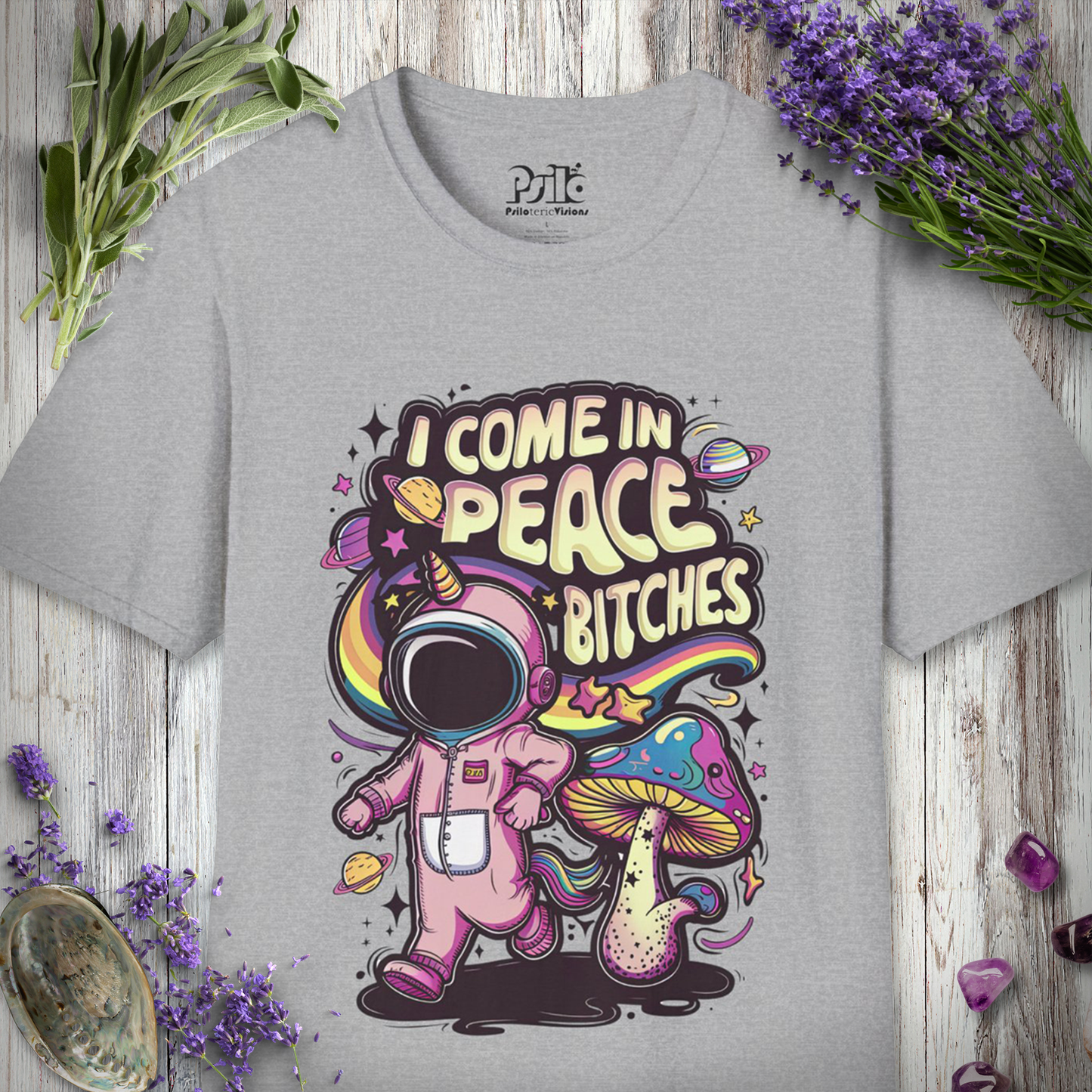 "I Come In Peace Bitches" Unisex SOFTSTYLE T-SHIRT