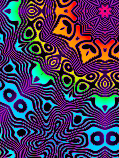 Angled view of the 'Surf's Up' pattern on a men's tank top