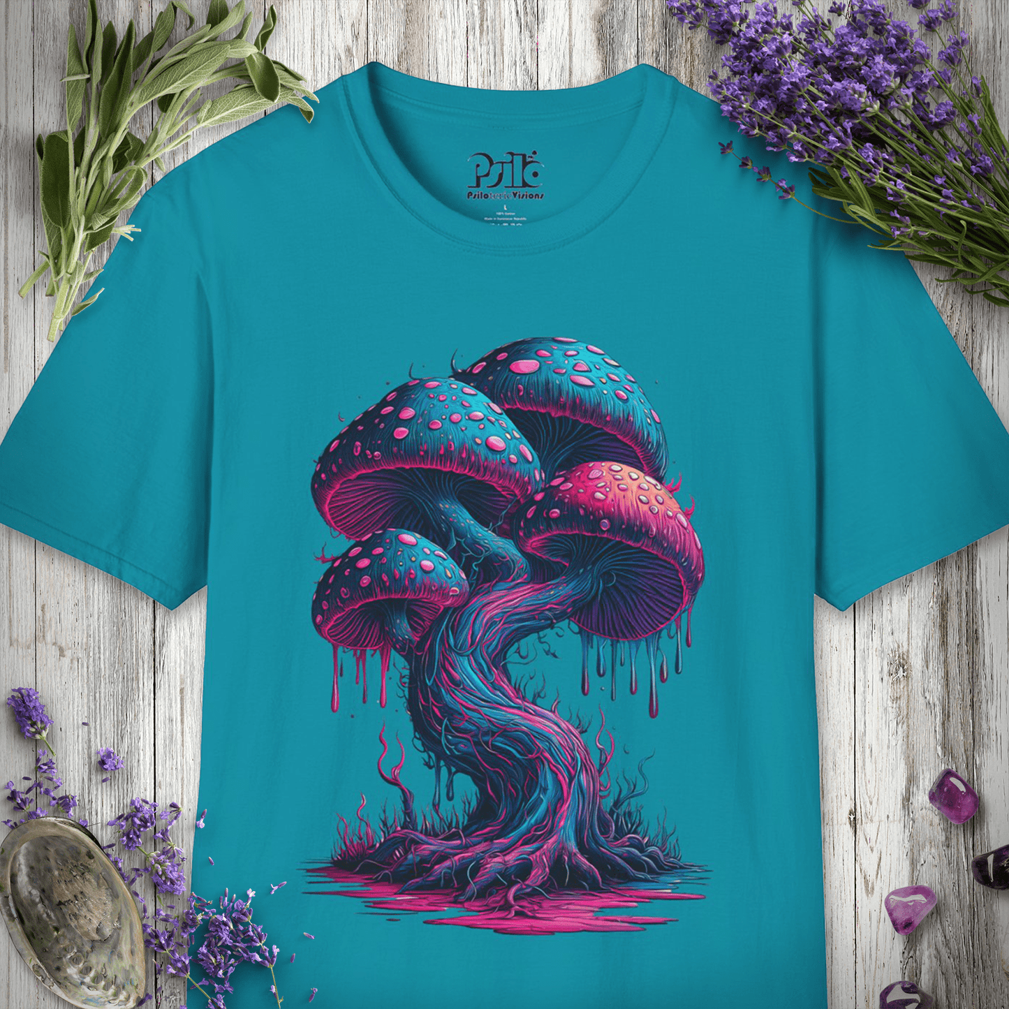 Neon Psychedelic Mushrooms T-SHIRT