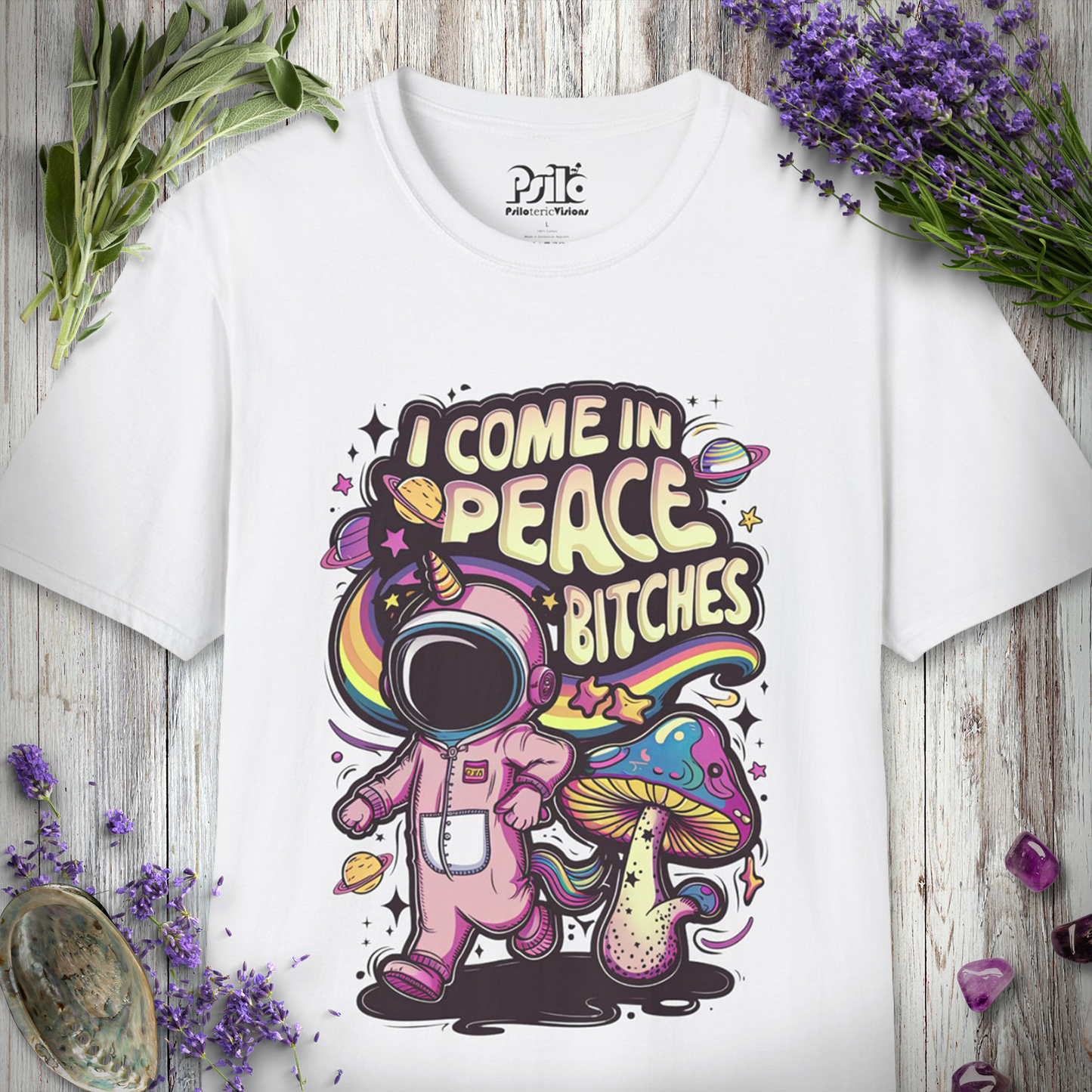 "I Come In Peace Bitches" Unisex SOFTSTYLE T-SHIRT