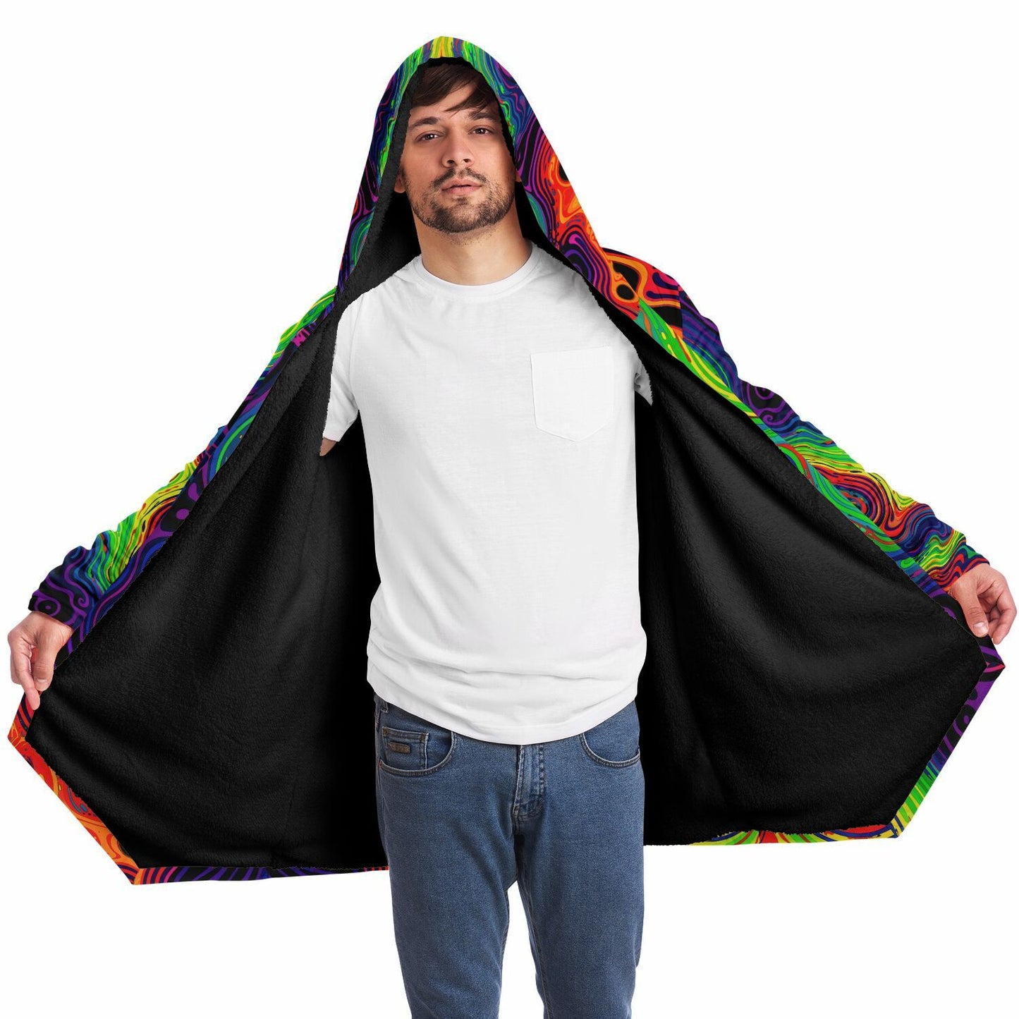 "Neon Spill" HOODED CLOAK