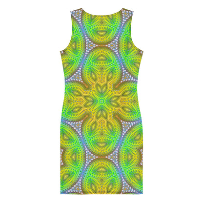 Close-up back view of the Activation Initiated bodycon dress hemline.