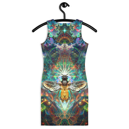 Close-up back view of the honeycomb pattern on the "To Bee or Not to Bee" bodycon fitted dress.