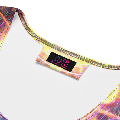 Close-up detail of the all-over print fabric on the Soul Seeker bodycon fitted dress.