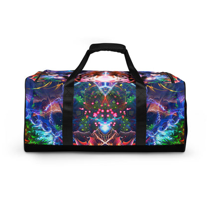Back view of the Hunter's Moon duffle bag showing the print across the rear panel.
