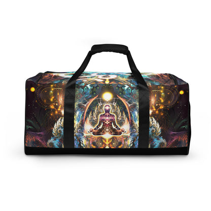 Back view of the Density 432 duffle bag showing the print across the rear panel.