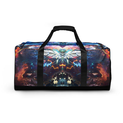 Back view of the Soul Seeker duffle bag showing the print across the rear panel.