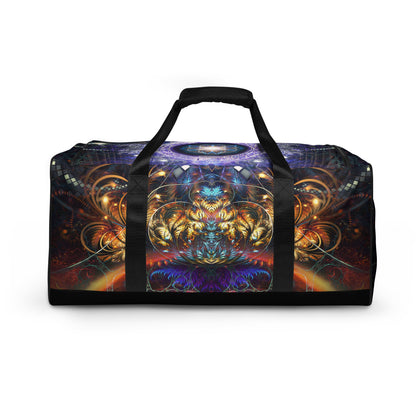 Back view of the Immortal Truth duffle bag showing the print across the rear panel.