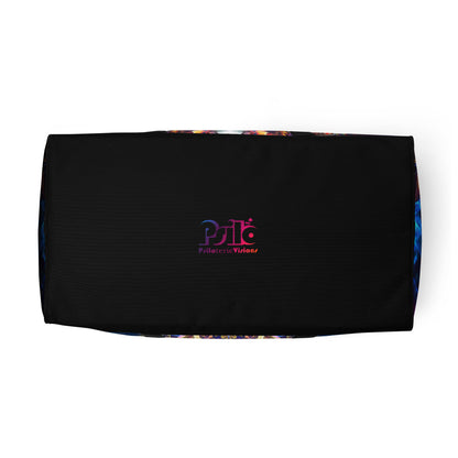 Bottom view of the Peekaboo duffle bag showing its flat base.