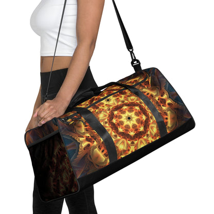 Straight-on front view of the Totem Sun duffle bag standing upright on a white background.