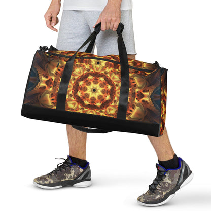 Front view of the Totem Sun duffle bag with the adjustable shoulder strap attached at both ends.