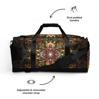 Front view of the Sigil of Valor duffle bag resting upright to show its full silhouette.