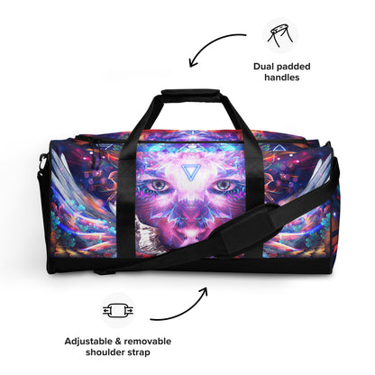 Front angle of the Lapis Philosophorum duffle bag.