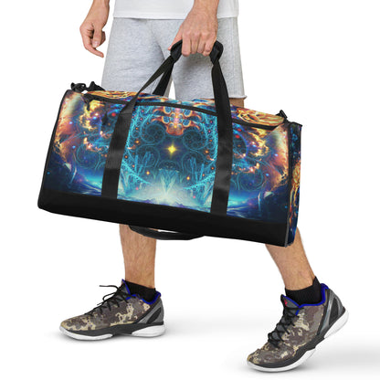 Front-facing view of the Polaris duffle bag print.