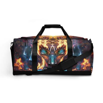 Front-facing view of the Wanderers duffle bag print.