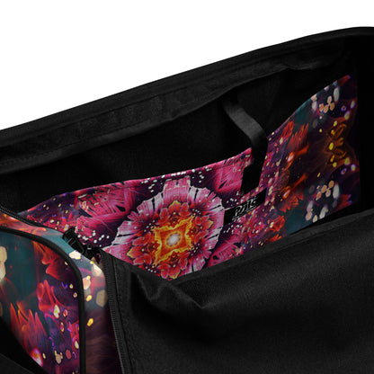 Close-up of the interior pocket inside the Endless Mallow duffle bag, showing the black interlining.