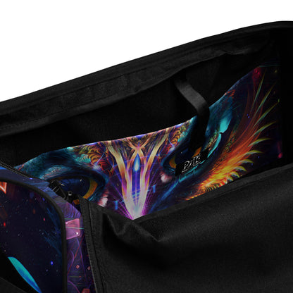 Interior view of the Peekaboo duffle bag showing the multiple inside pockets.