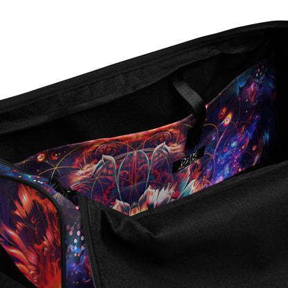 Interior view of the Lapis Philosophorum duffle bag showing the multiple inside pockets.