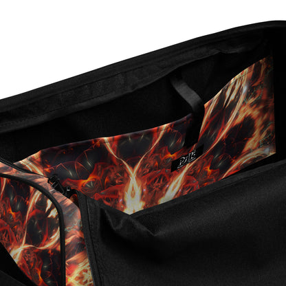 Interior view of the Muladhara duffle bag showing the multiple inside pockets.