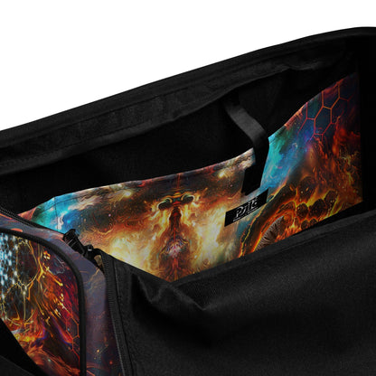 Interior view of the Wanderers duffle bag showing the multiple inside pockets.