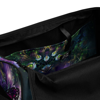 Interior view of the 'Emergence' duffle bag showing its inside pocket storage.