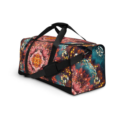 Left-front angle of the Reaching For Light duffle bag.