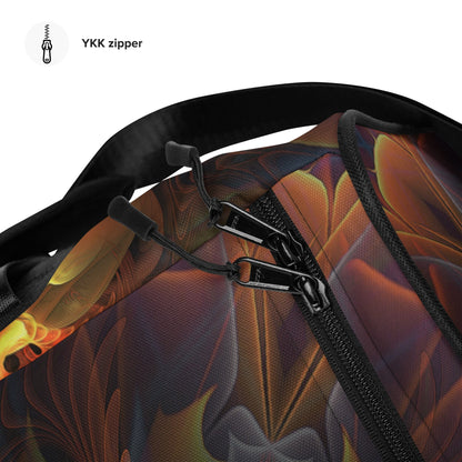 Close-up of the black interlining visible at the seam of the Totem Sun duffle bag.