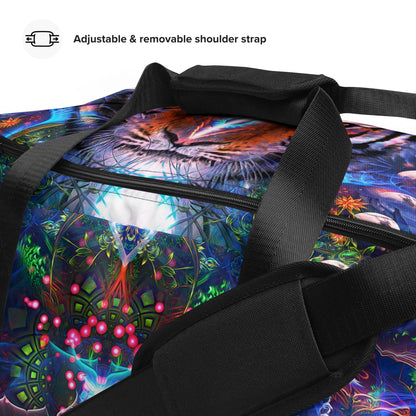 Close-up of the mesh side pocket on the Hunter's Moon duffle bag.