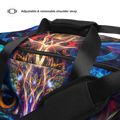 Close-up of the zippered pocket on the Peekaboo duffle bag.