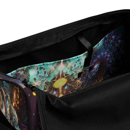 Close-up of the zippered pocket on the Density 432 duffle bag.