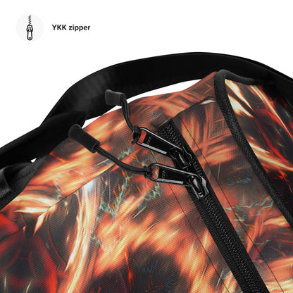 Close-up of the zippered pocket on the Muladhara duffle bag.