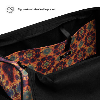 Close-up of the hook-and-loop handle fastener on the 'Aquatic Rays' duffle bag.