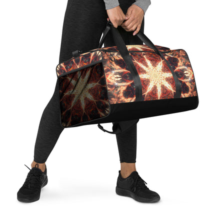 Right-front angle of the Muladhara duffle bag showing the padded carry handles.