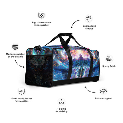 Right-front angle of the Soul Seeker duffle bag showing the padded carry handles.